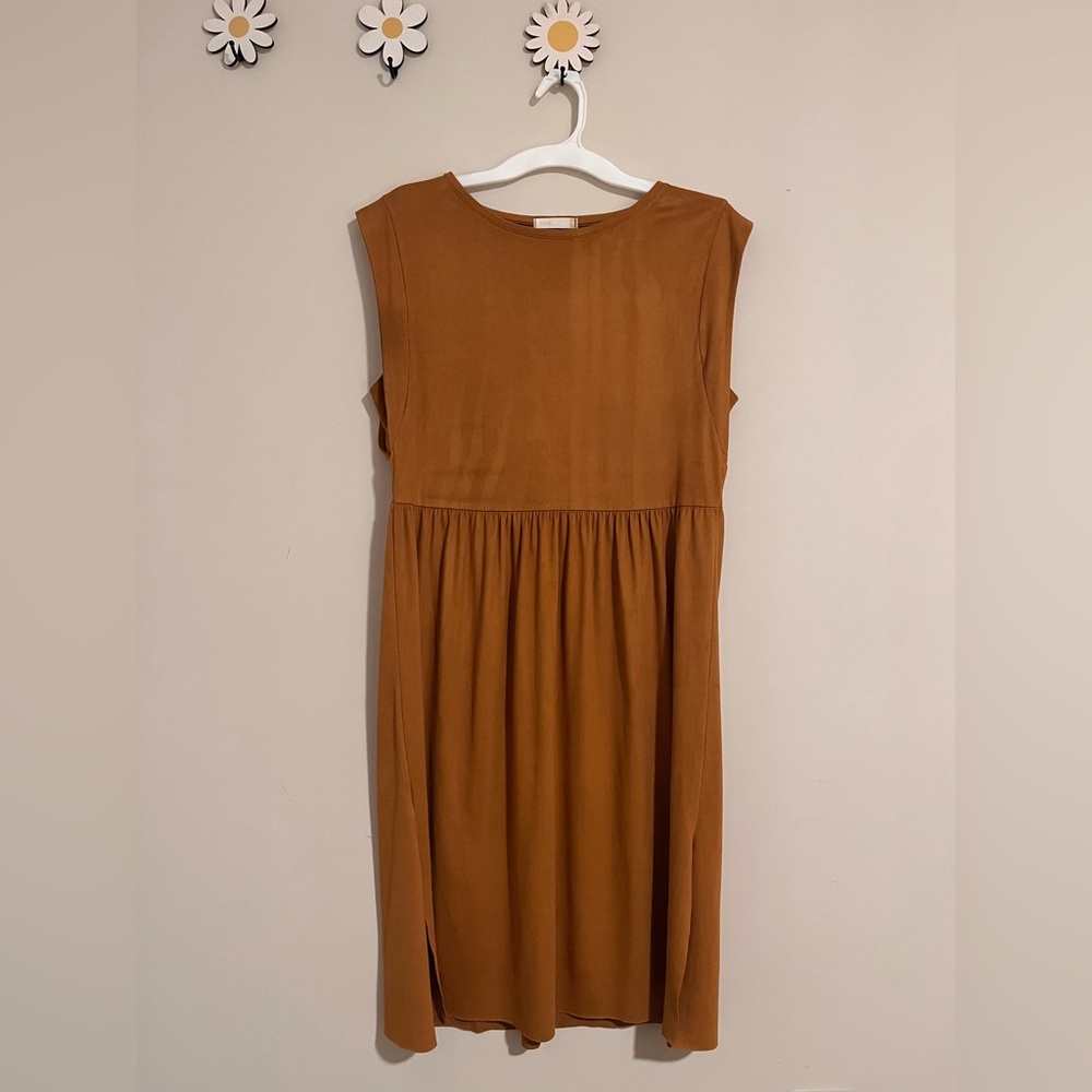 MIDI length Cap Sleeves Brown Dress